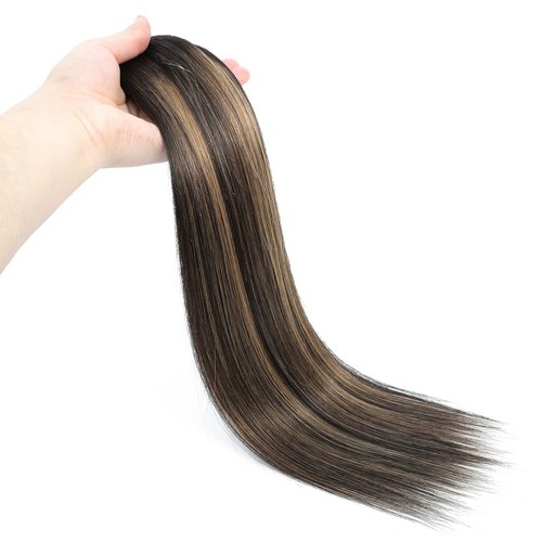 Goulus Human Hair Extensions Clip in 8PCS 120g Balayage Natural Black Mixed Chestnut Brown Remy Human Hair Clip ins Hair Extensions Real Human Hair Extensions(1B/6/1B,16inch)