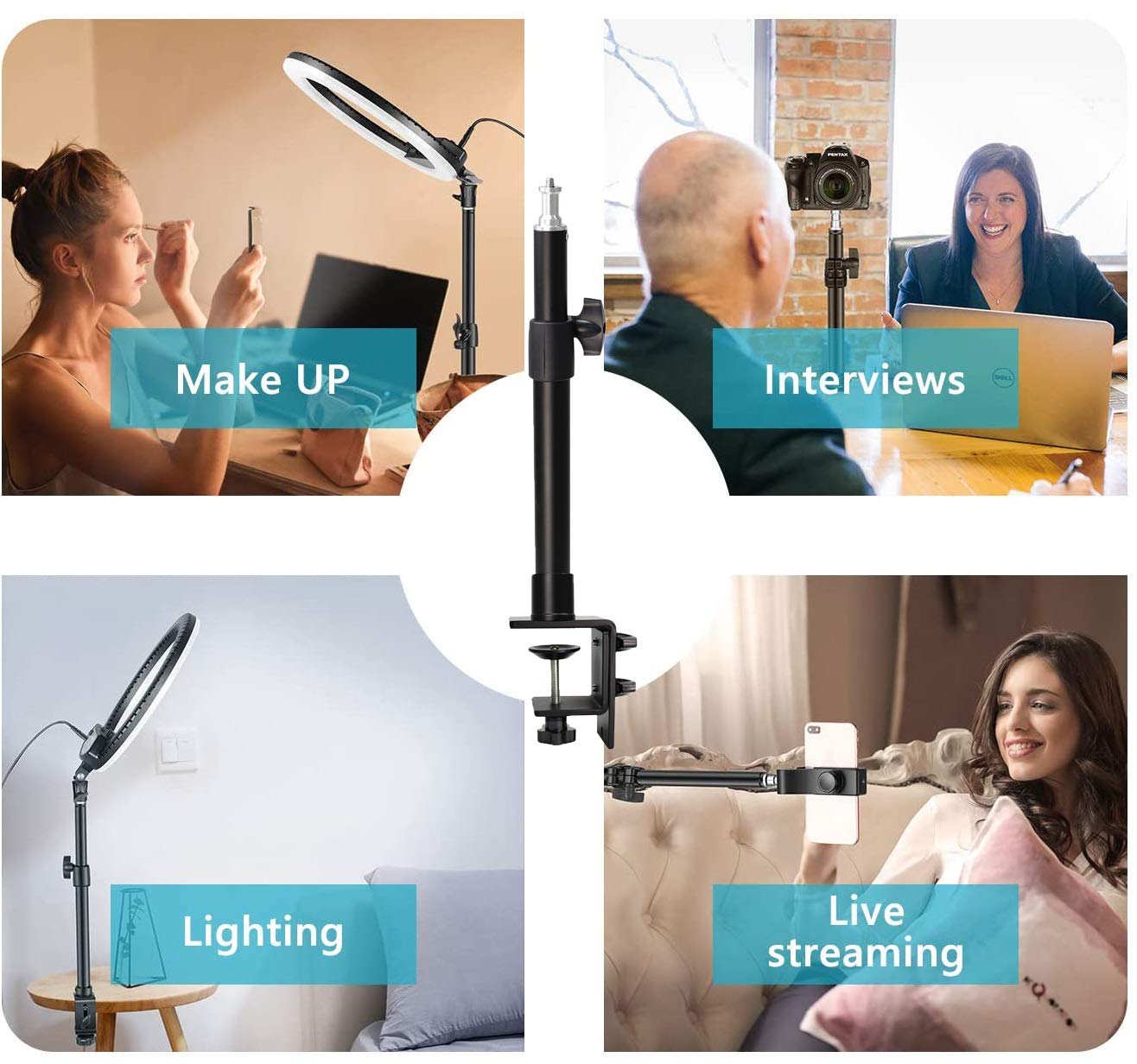 AceTaken Webcam Holder with Table Clamp Compatible with Logitech StreamCam C920x Brio C922x C930e C925e C615 Webcams and Lights