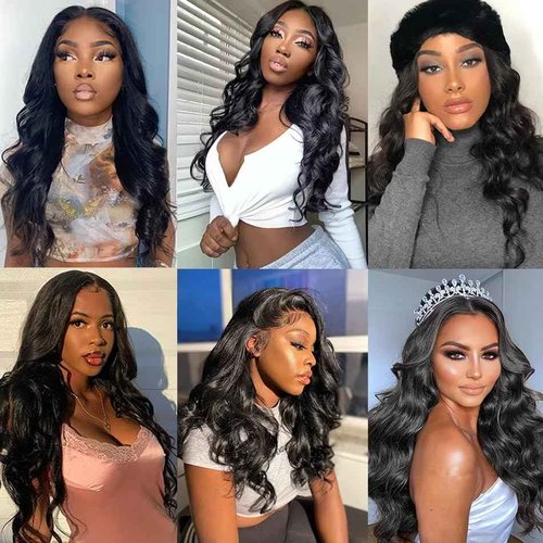 34 34 34 Inch Color 1B Body Wave Bundles Natural Black Human Hair Bundles Niegmeag Peruvian Virgin Soft and Skily Remy Hair Extensions Double Weft Hair Weave