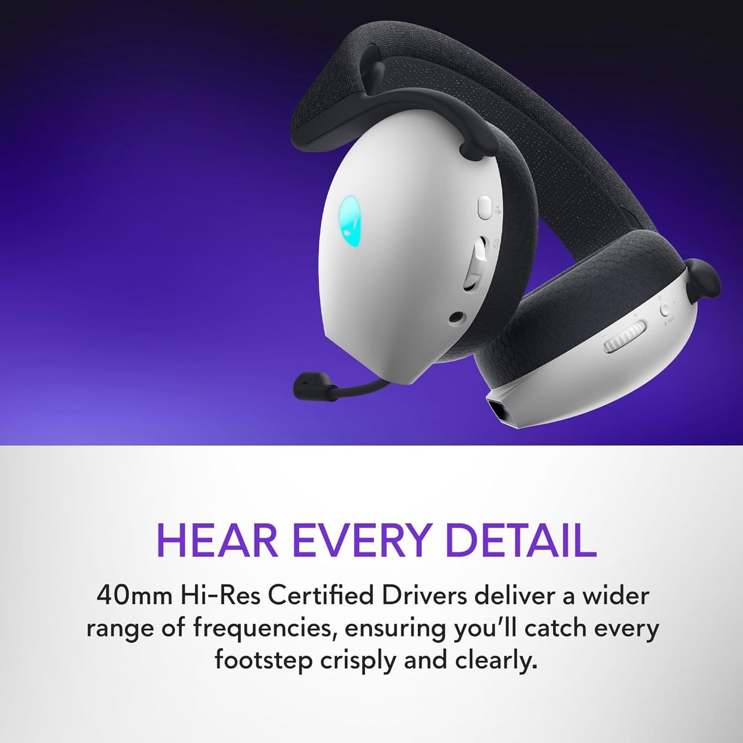 Alienware AW520H Wired Gaming Headset - Dolby Atmos, Unidirectional, AlienFX 16.8 Million RGB Colors, Microphone Mute, Volume On-headset Controls, 40mm Hi-Res Certified - Dark Side of the Moon