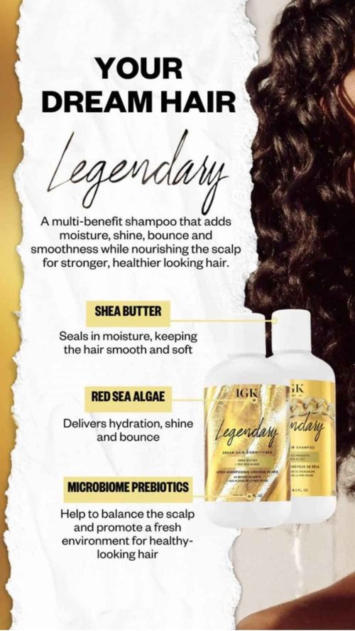 IGK LEGENDARY Dream Hair Shampoo Liter | Healthy + Hydrated + Shine | Vegan + Cruelty Free | 33.8 Oz