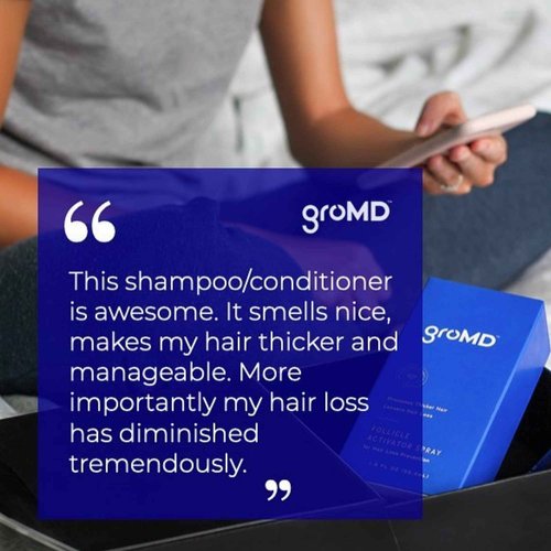 GroMD Hair Loss Serum, Hair Growth Treatment, Regrowth, Follicle Activator Spray, Argan Oil, Biotin & Caffeine, Thickening, Doctor Developed, DHT Blocking Ingredients, 60 Day Supply
