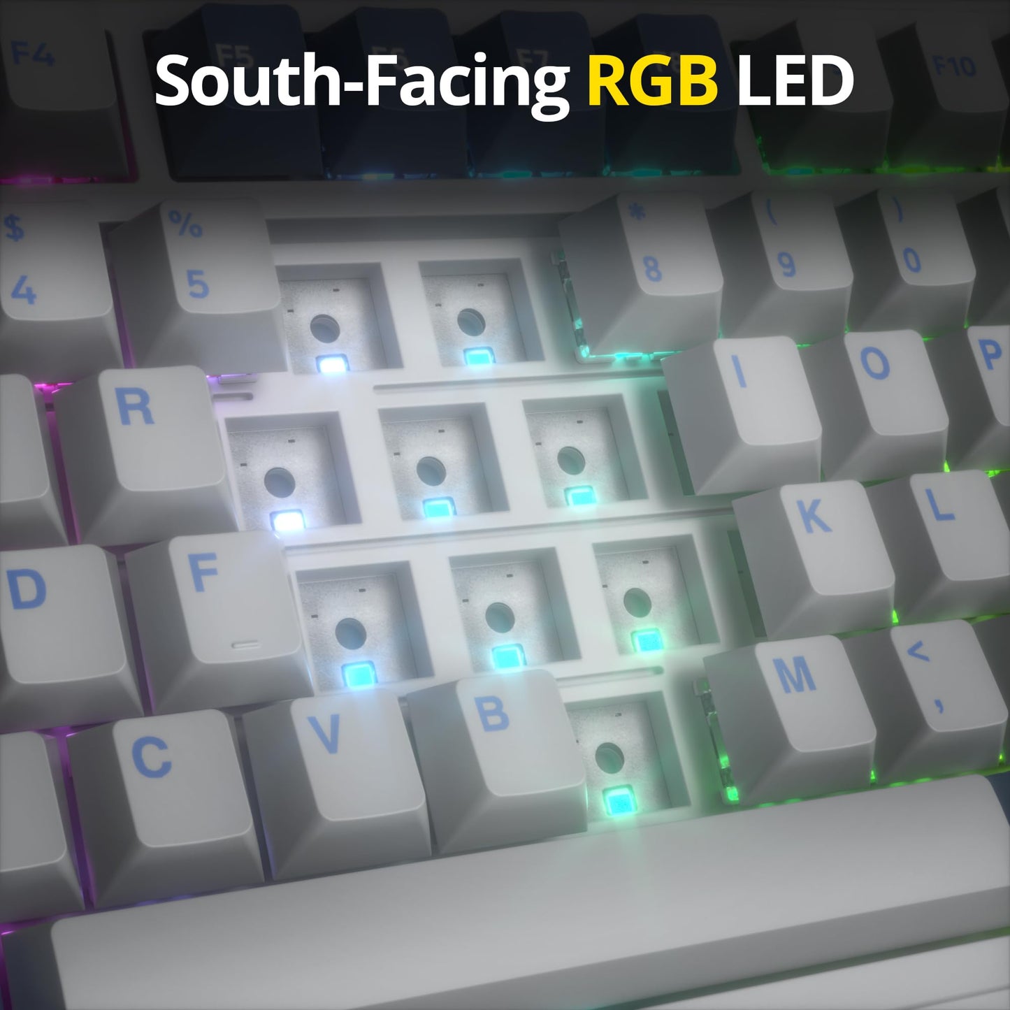 surmen M75 75% Wireless Creamy Keyboard with Gasket, Pre-lubed Triple Mode Bluetooth Mechanical Gaming Keyboard BT5.0/2.4Ghz/USB with Sound Absorbing Pads Hot-Swap(Starlight White)