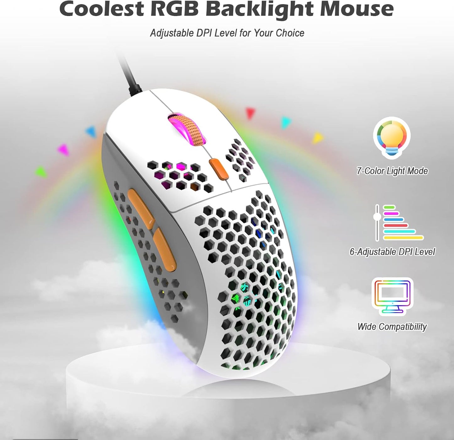 ZIYOU LANG RK-T60 Wired Mechanical Gaming Keyboard Mini Portable with Rainbow Backlit 62Key ABS Keycaps Full Anti-Ghosting Ergonomic Design Coiled Aviator Cable for PS4/PC/WIN Gamer(Blue/Red Switch)