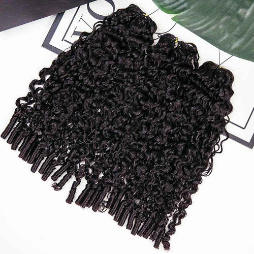 Micro Pre Looped Crochet Human Hair Extensions 16 Inch 60g Burmese Curly Human Feather-Line Invisible Crochet Hair Pre Separated Knotless Crochet Human Hair For Braiding Twist