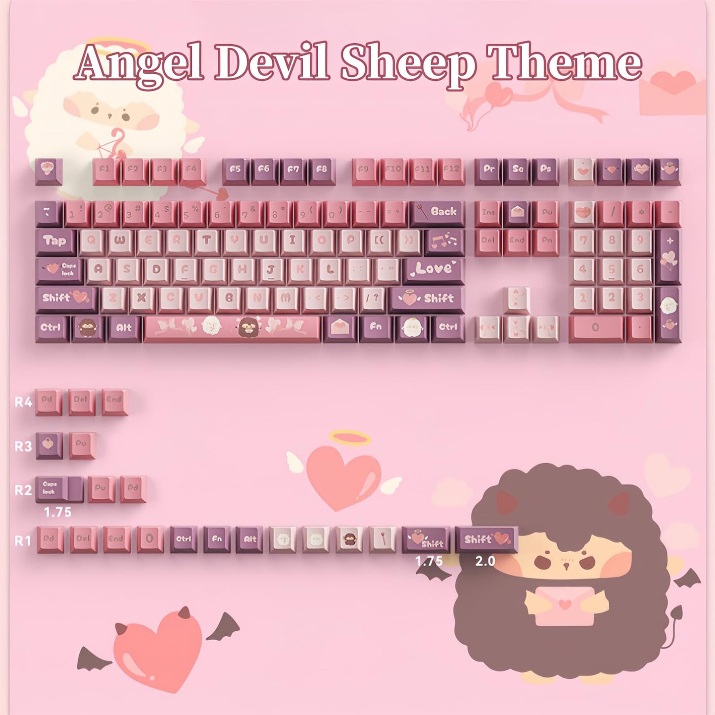 ZMX Cute Keyboard Keycaps,PBT Dye-Sub Custom Keycaps Set Cherry Profile 124 Keys Full Size Keycaps for ANSI Layout Cherry MX Switches 75% 60% Mechanical Gaming Keyboard Kawaii Cartoon Keycaps (05)