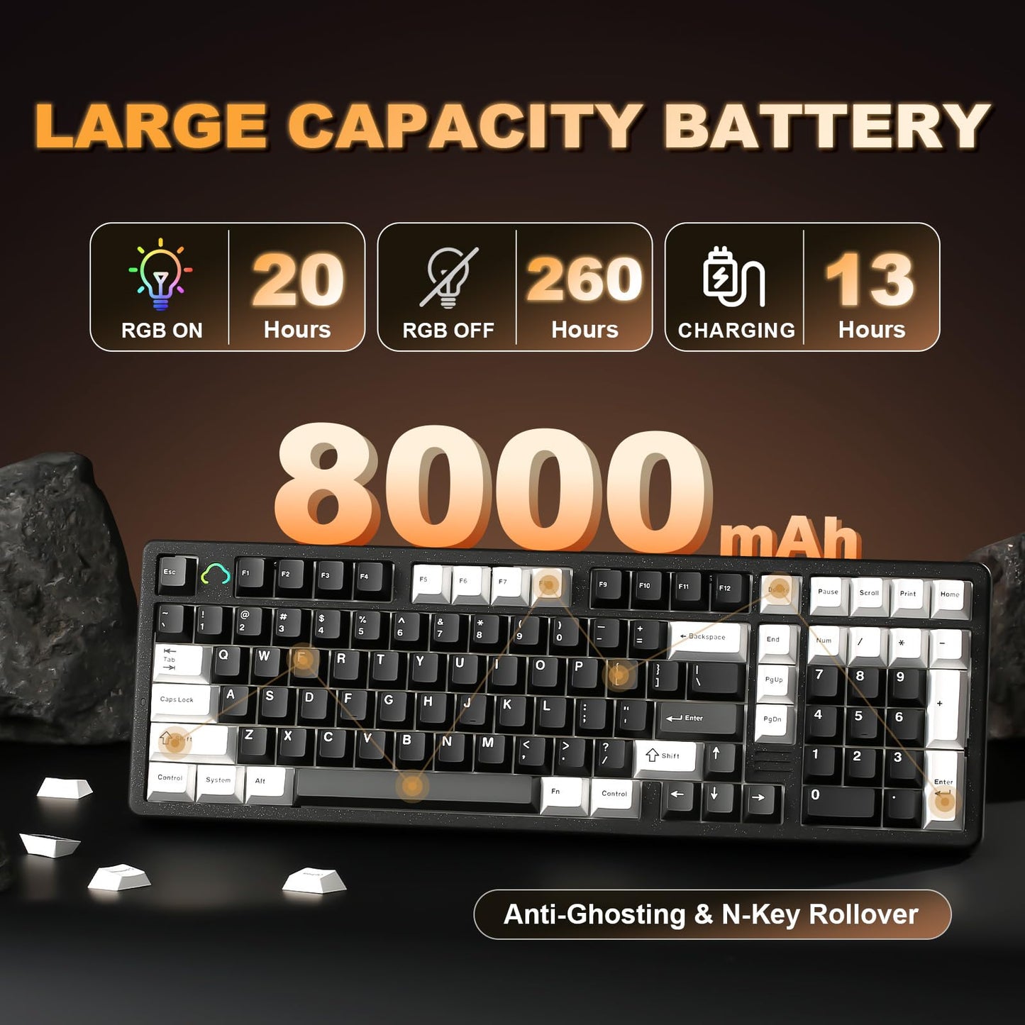 YUNZII AL98 QMK/VIA Wireless Mechanical Gaming Keyboard,Full Aluminum,BT/2.4G/USB-C, Pre-Lubed Hot Swappable Gasket Mount 1800 Layout,RGB Backlit for Win/Mac (Black, Milk Switch)