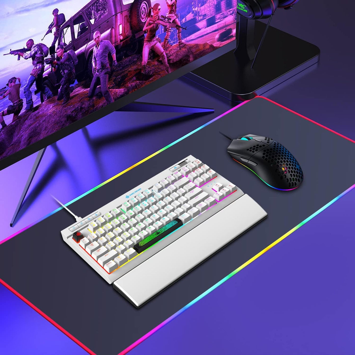 ZIYOU LANG Mechanical Gaming Keyboard, 87 Keys Chroma RGB LED Backlit, Blue Switch, USB-C, PC/Mac Compatible