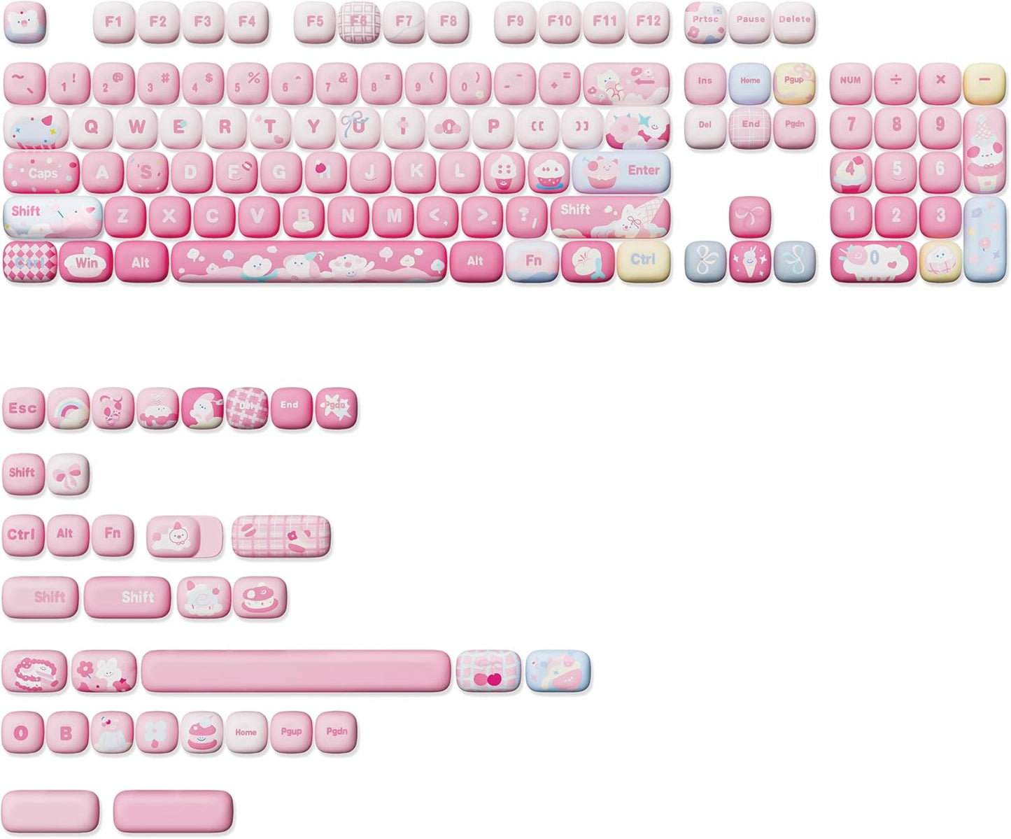 YUNZII IF99 Wireless Mechanical Gaming Keyboard(Black, Cocoa Cream V2 Switch), MOG Dye Sub PBT Keycaps(Pink Ice Cream)