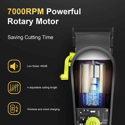 WMARK High Speed Professional Hair Clipper for Men Professional Cordless&Corded Hair Clippers with LCD Display 6 Guide Combs *1comb,Mens Gift-NG-130 (Green)