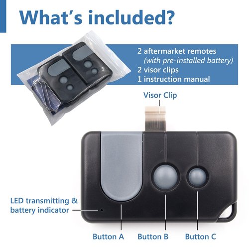 Solidremote Garage Door Opener Remote, for Sears Craftsman 139.53753 139.53681 139.53879 and More, 2 Pack