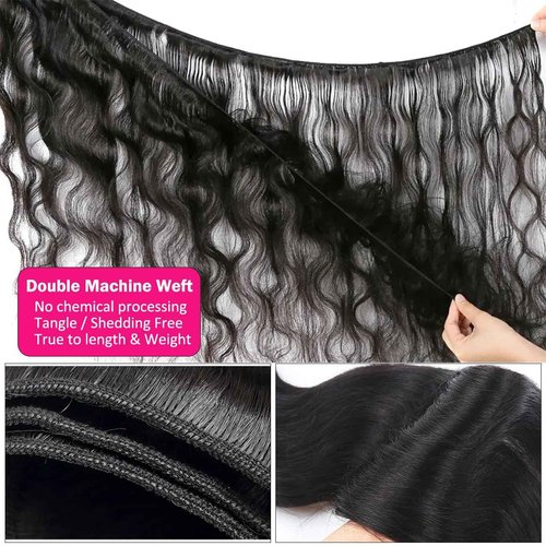RESACA Body Wave 3 Bundles Human Hair Weave Weft Extentions Bundles for Women 18 20 22 Inch 100% Unprocessed Brazilian Virgin Human Hair (Nature Color Black)