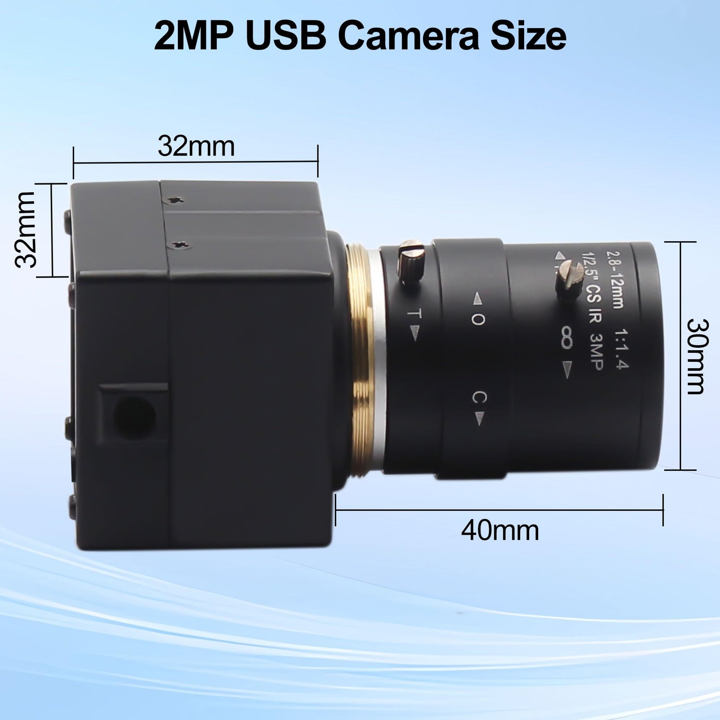 1080P USB Camera H.264 30fps Low Light HD PC Webcam with Zoom Lens 2.8-12mm Manual Focus IMX323 Sensor Computer Webcam Industrial Lightburn Close-up Camera for 3D Printer,Video Meeting