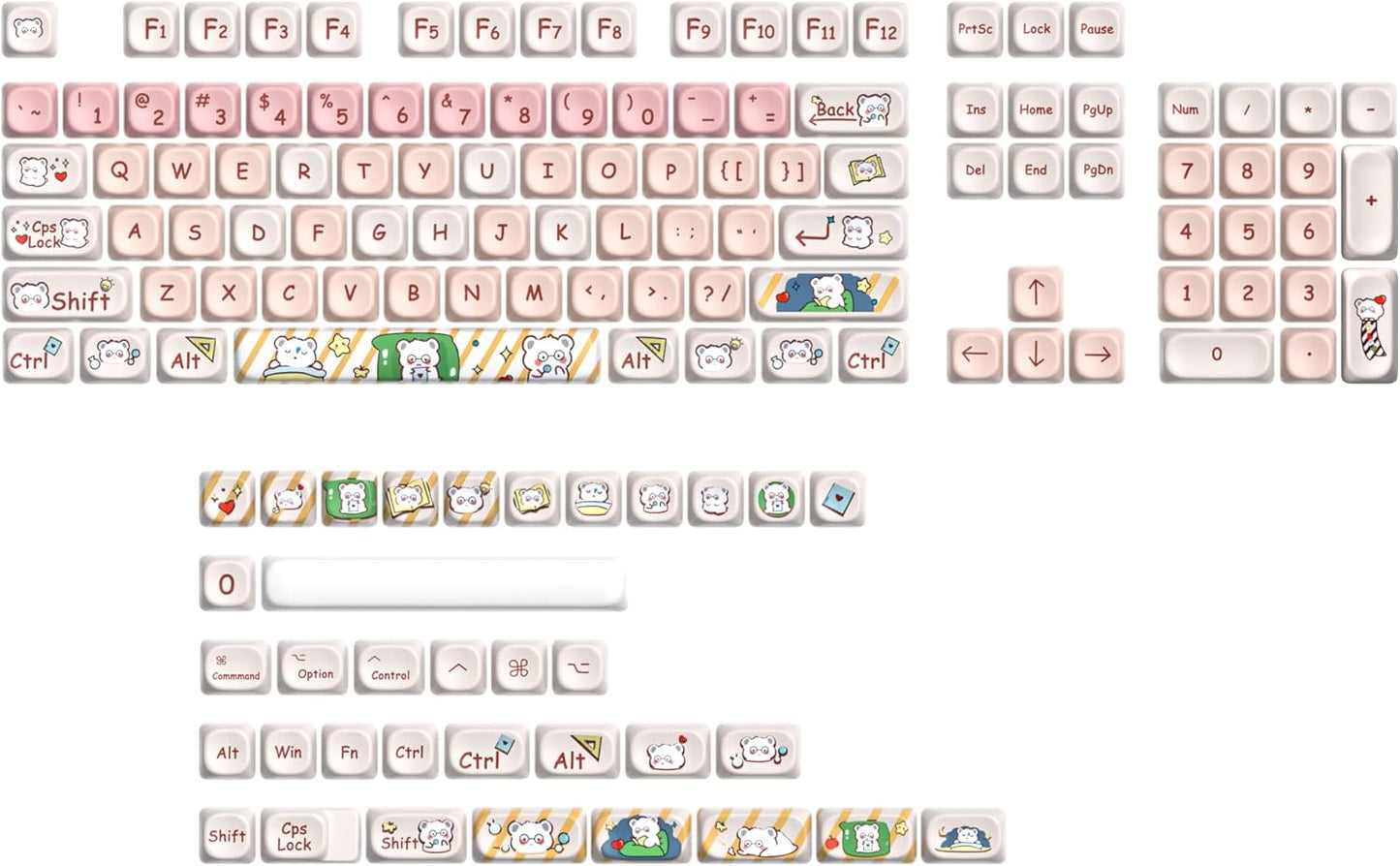 61 PBT Game keycap, 60% Backlight with Key Puller OEM Configuration American Layout, 87/104 Mechanical Keyboard (no Keyboard) (Ahris)