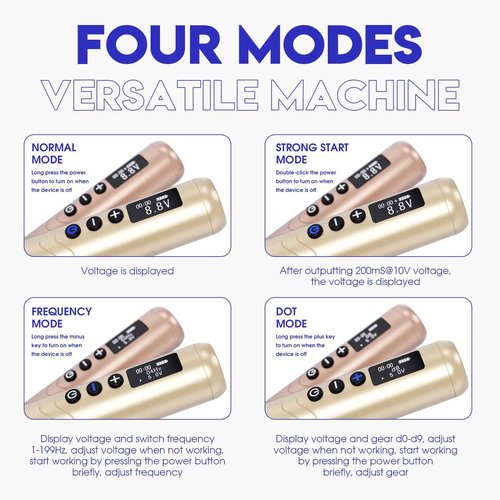 Mast Nano2 Tattoo Gun Cordless Tattoo Machine, 2 Batteries Power Supply, Super Light 66g, 1100mAh for 4 Hours (Champagne Gold)