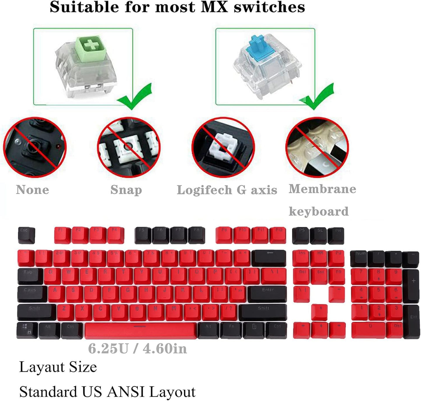 61 PBT Game keycap, 60% Backlight with Key Puller OEM Configuration American Layout, 87/104 Mechanical Keyboard (no Keyboard) (Ahris)