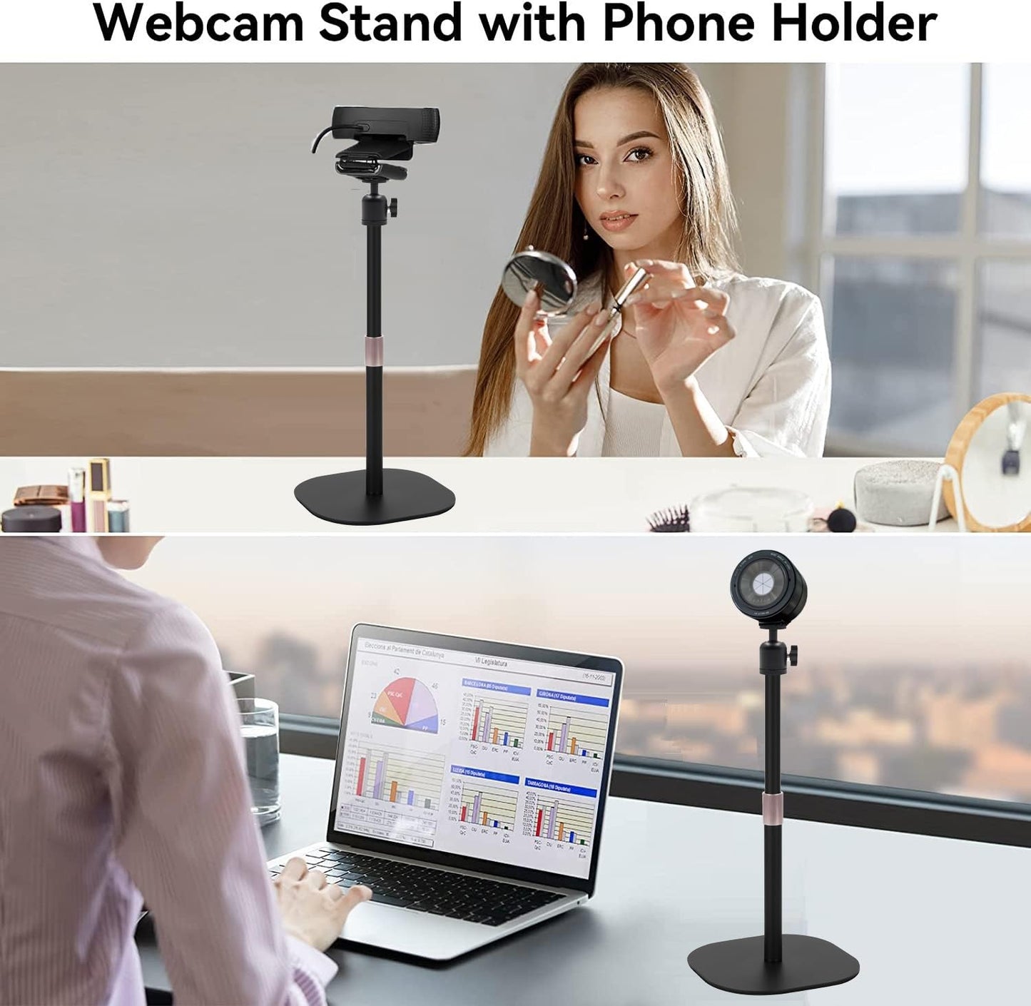 AceTaken Heavy-Duty Webcam Stand, 18-inch Desktop Webcam Tripod Holder Compatible with Razer Kiyo Pro Ultra 4K,Kiyo Pro,Kiyo X,Kiyo 1080p Webcams