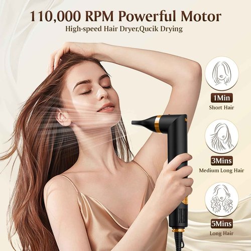 SUPGALIY Air Styler 5 in 1, Hair Dryer Brush & Multi-Styler with 110,000 RPM High-Speed Powerful Motor, Auto-Wrap Curler, Cushion Massager, Oval Brush, Diffuser, Nozzle Attachment