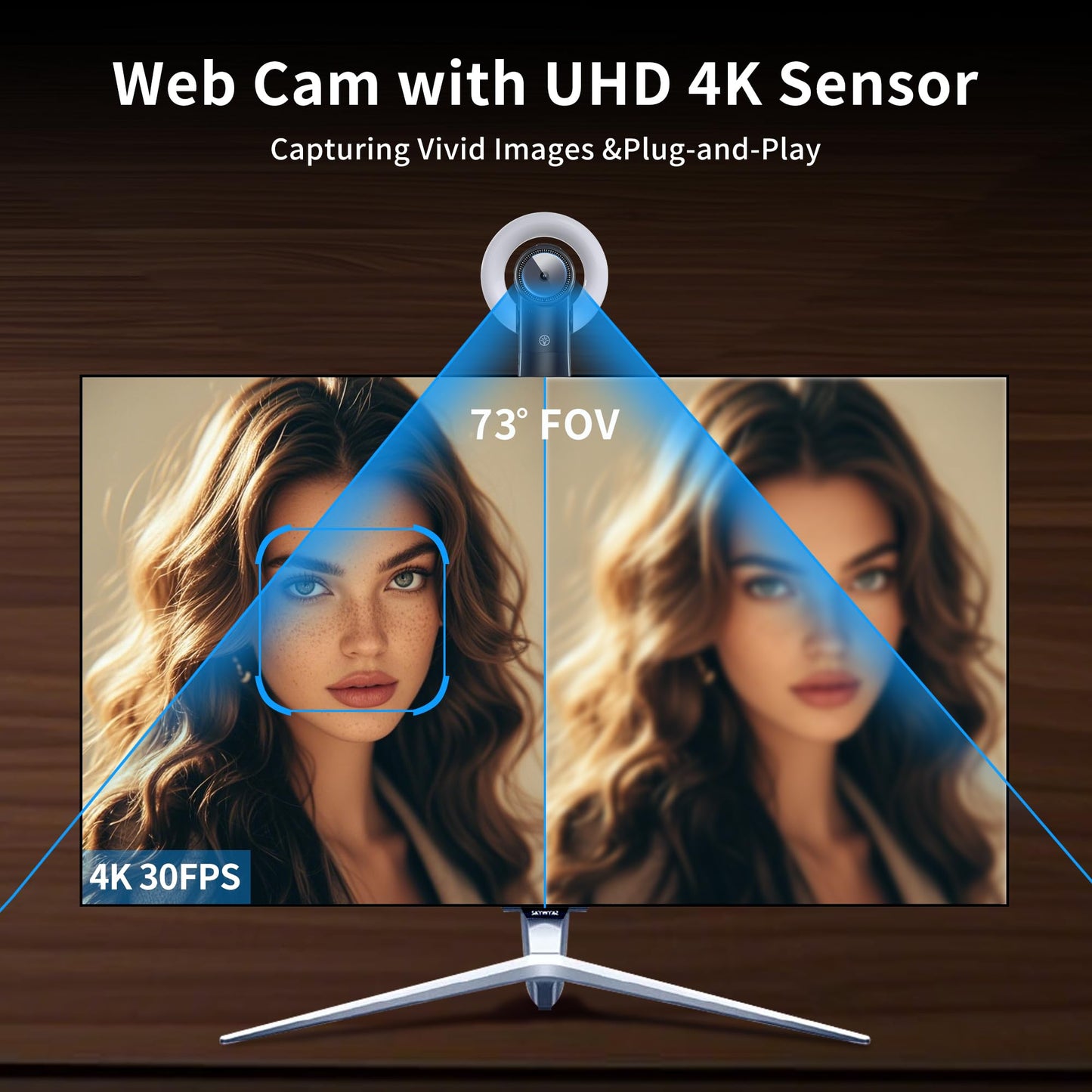4K Webcam with Light, Web Cam with Speaker, Dual Noise Reduction Plug and Play, Web Camera for Desktop Computer, Auto-Focus, Privacy Protection, Webcam for PC Zoom Skype