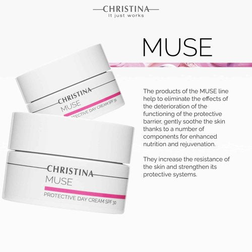 -CHRISTINA- Muse Protective Day Cream with SPF 30 and Hyaluronic Acid | Hydrating Cream for Face | Shields Face Skin | Face Moisturizer for Normal & Dry Skin 50ml