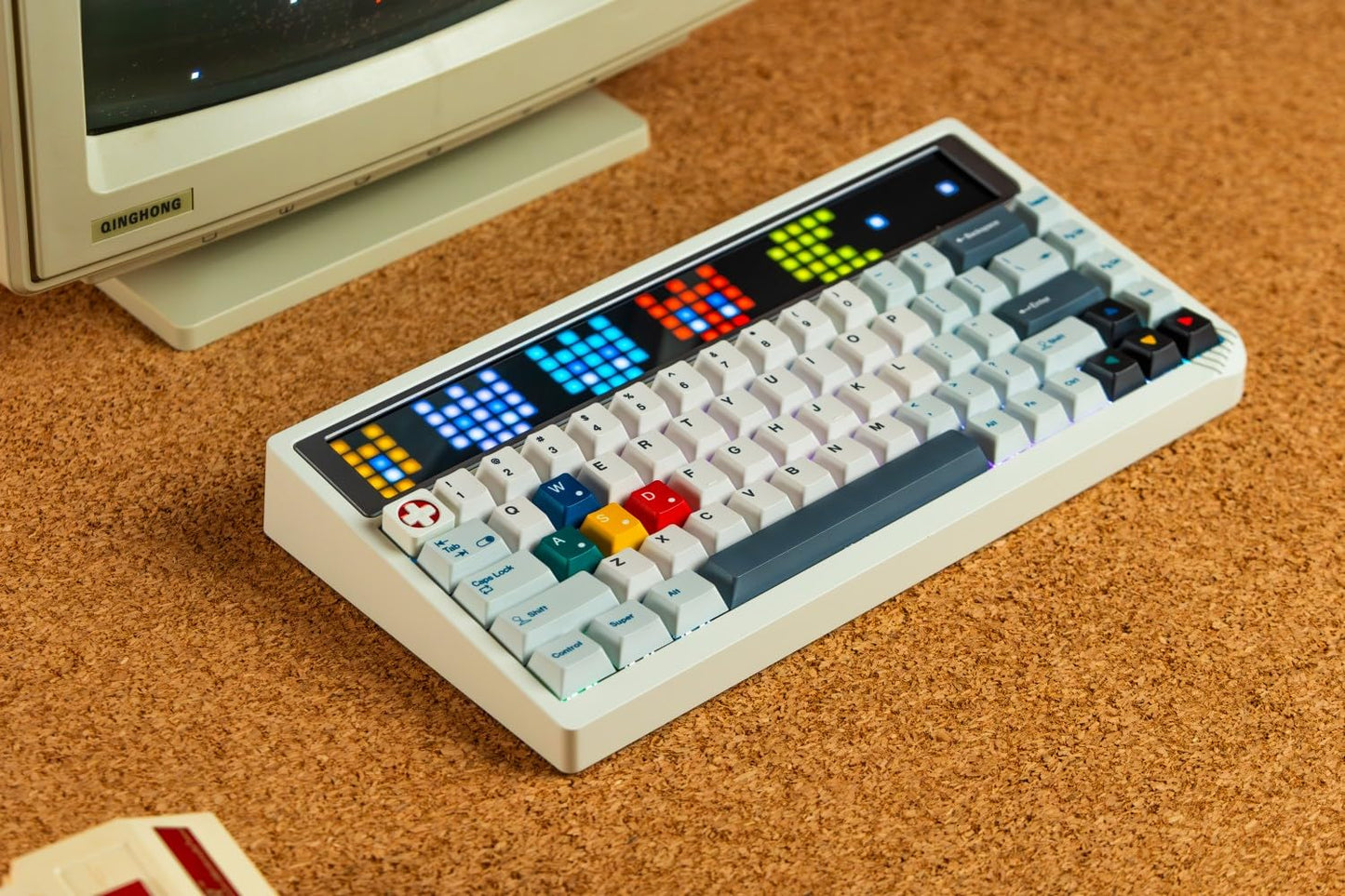 Angry Miao AM RGB 65 Wireless Creamy Mechanical Gaming Keyboard. 68-Key Tri-Mode 2.4G Bluetooth Wireless. Custom LED Screen. Hot-Swap Switch. High-End RGB Gaming Accessories for PC & Mac - Cloud White