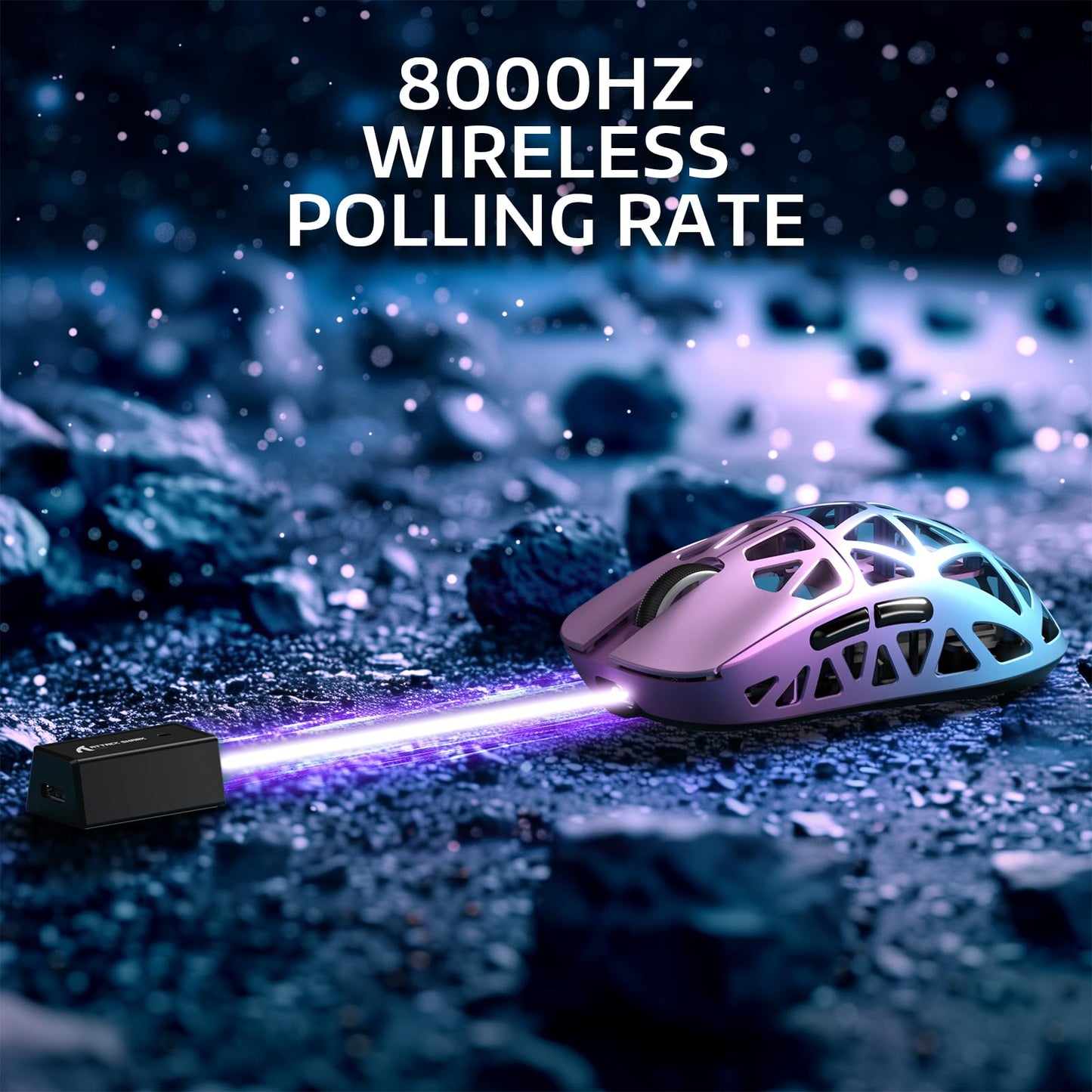ZIYOU LANG x Attack Shark R2 Wireless Gaming Mouse, Superlight Magnesium Alloy, PAW3950 42000 DPI Optical Sensor, 8000Hz Polling Rate, 2.4G/BT/Wired Programmable Mice for Win Mac Gamer (Purple Blue)