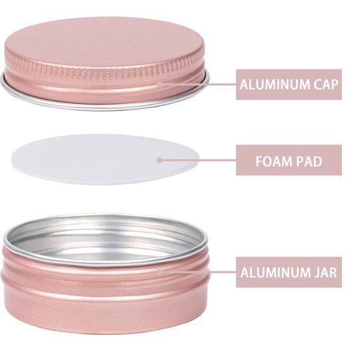 270pcs 1 oz / 30ml Bulk Packaging Screw Top Aluminum Tin Jar with Screw Lid and Blank Labels (Rose Gold)