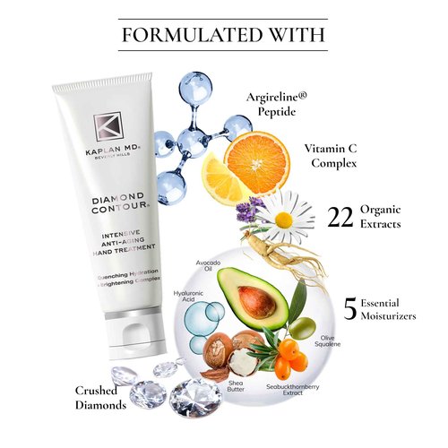 KAPLAN MD Diamond Contour Intensive Anti-Aging Hand Treatment, Quenching Hydration + Brightening Complex, 3.4 fl oz / 100ml