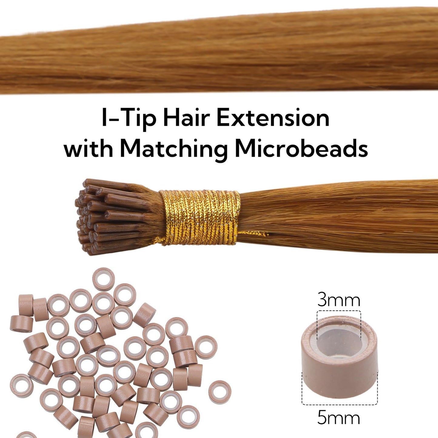 HOTBANANA I Tip Hair Extensions, 22 Inch 50g 50s Auburn Ginger Pre Bonded Cold Fusion Straight ITip Hair Extensions