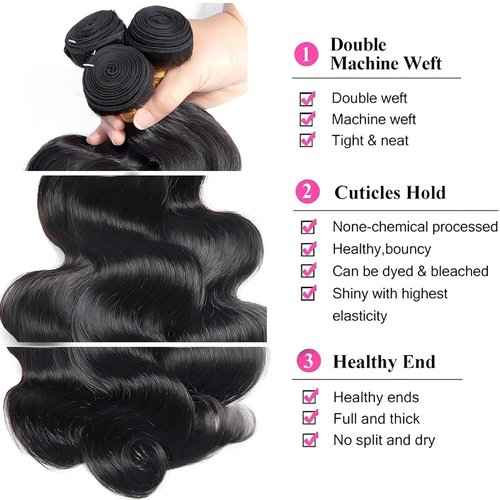 Condescension Human Hair Bundles 20 22 24 Inch Body Wave Human Hair Bundles Unprocessed Brazilian Virgin Quick Weave Hair for Black Women