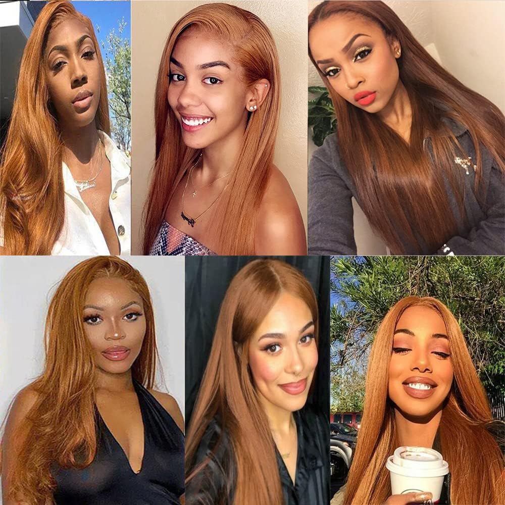 Giginger Brazilian Human Hair Bundles 20 22 24 Inch Color 30 Light Brown Straight Bundles Human Hair Straight Unprocessed Virgin Quick Weave Hair for Black Women