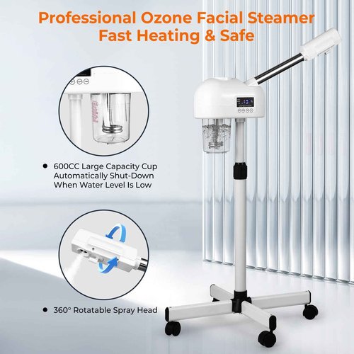 Hovinke Professional Facial Steamer for Estheticians, Hot Mist & Timer Function, Vaporizador Facial Professional Steamer On Wheels for Home Use & Spa Salon Skin Cleasning