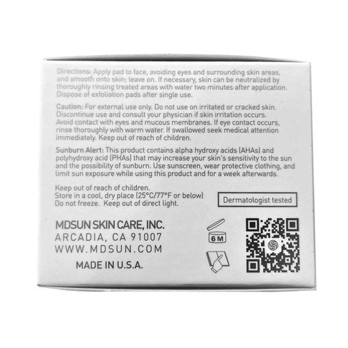 MDSUN Skin Exfoliation Pads, Exfoliating Treatment, Remove Pore-Clogging Debris, Minimize Breakouts, Improve Skin Tone, Refine Skin Texture (Glycolic Acid 20%, Gluconolactone 15%, etc) 30pcs