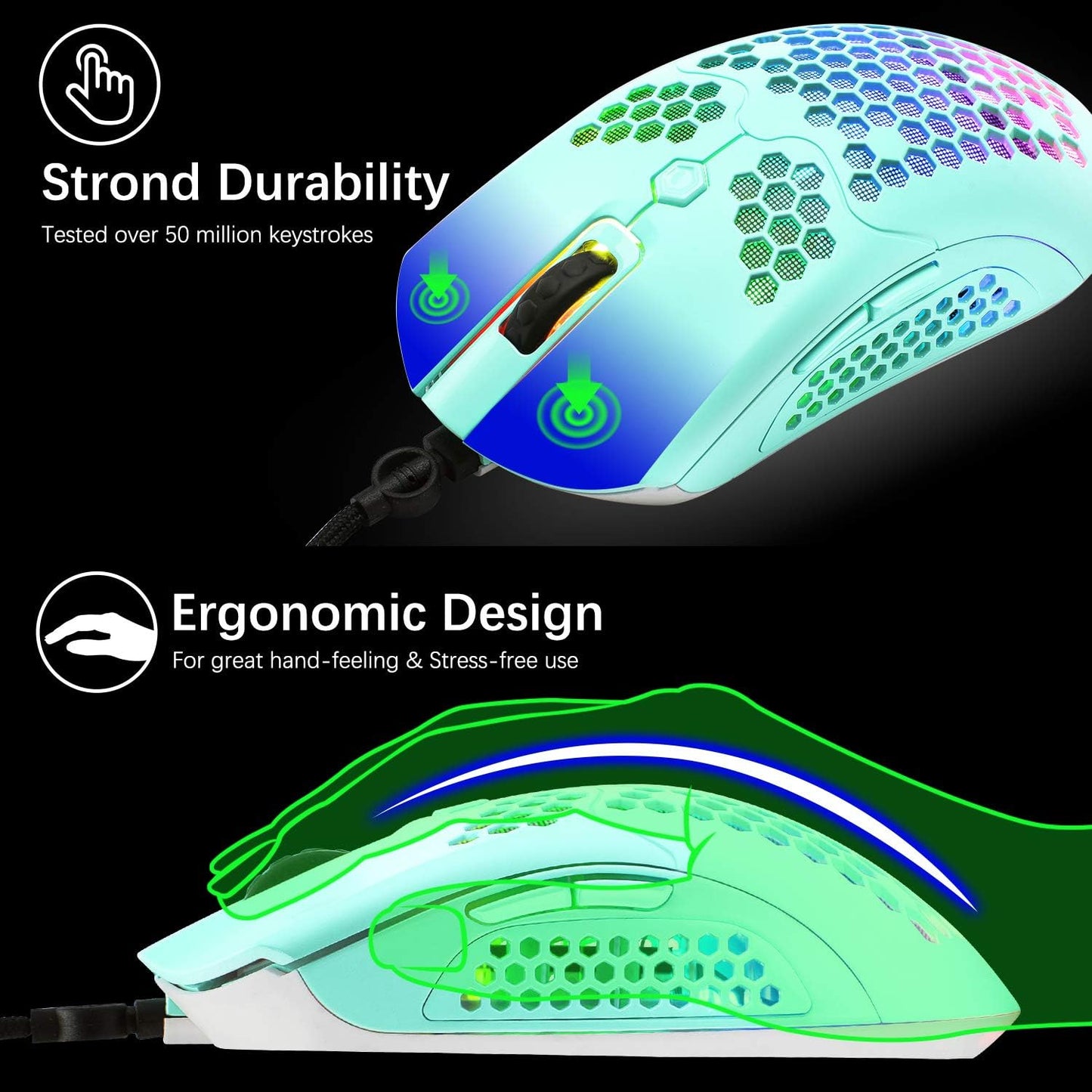 ZIYOU LANG Wired Gaming Keyboard and Mouse,3 in 1 Gaming Set,Green LED Backlit Mechanical Keyboard,12K DPI Superlight Gaming Mouse,Large Mouse Pad for PC Gamer