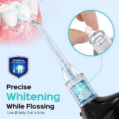 COSLUS 2 Pack Cordless Water Flosser & Whitening Flosser 300ML - Portable, Rechargeable, IPX7 Waterproof, Mint Flavor