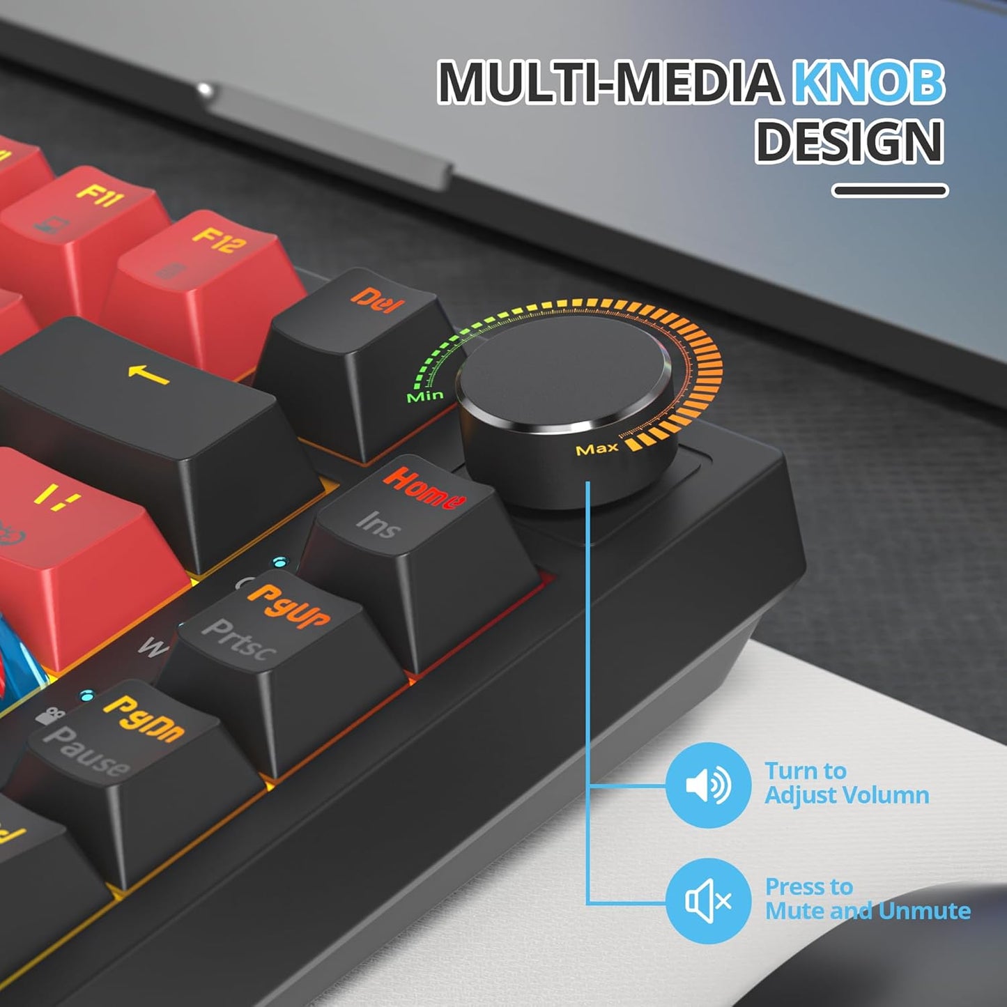 75 Percent Keyboard Gasket-Mounted with Sound Absorbing Pads, 82-Key Compact Wired RGB Mechanical Gaming Keyboard Hot-Swap Socket for Win, Blue Samurai