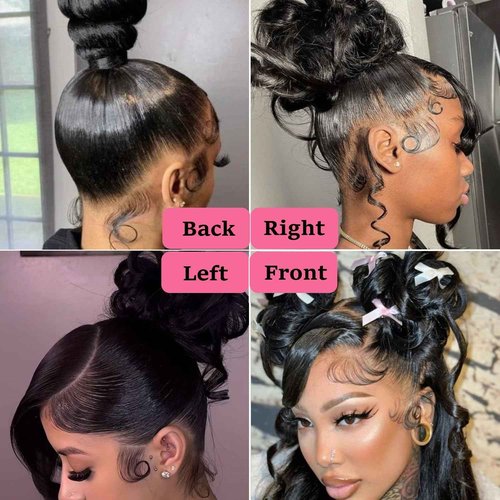 Kloiynj 360 Lace Front Wigs - 220% Density Body Wave HD Lace Front Wigs - Brazilian Virgin 16 Inch - Full Lace Wigs Pre Plucked with Baby Hair - Natural Color