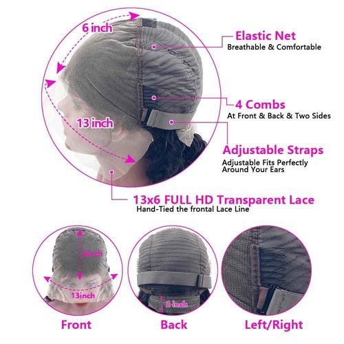 CHEETAHBEAUTY Deep Wave 13X6 HD Transparent Lace Front Wigs Human Hair Brazilian 10A Grade Deep Curly Human Hair Wigs for Black Women Pre Plucked with Baby Hair Natural Black 250% Density(20inch)