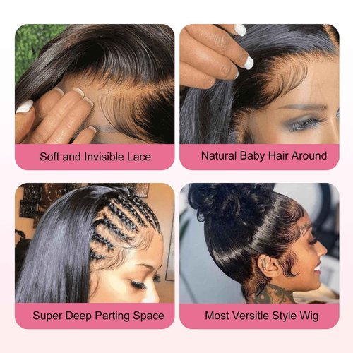 Beluck Hidden Strap Drawstring Wig 360 Lace Front Wigs Human Hair Pre Plucked Pre Cut, 200 Density Glueless Body Wave Frontal 360 Full Lace Human Hair Wigs, HD Lace Front Wigs 16 Inch