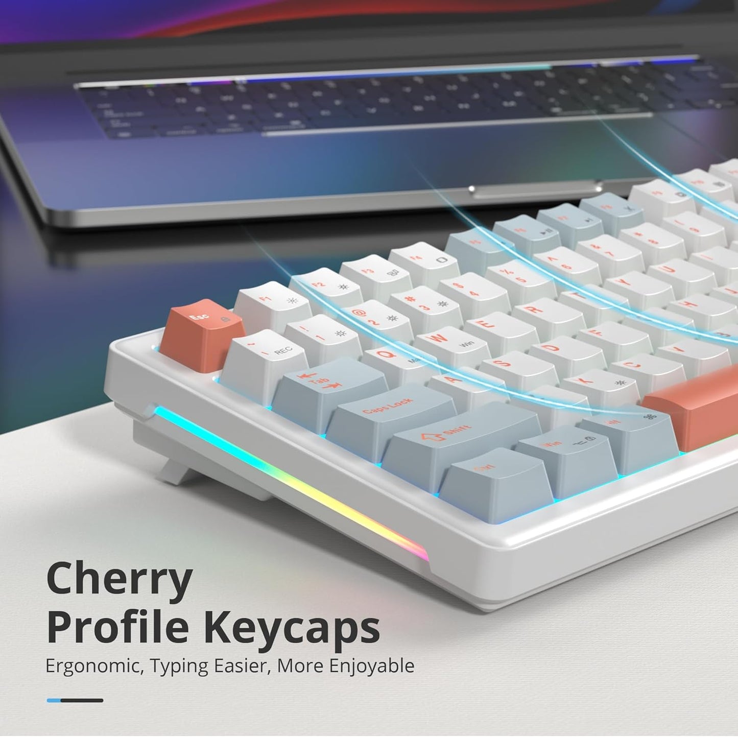 75% Mechanical Gaming Keyboard with Volumn Knob, Gasket Hot Swappable RGB, Wired, Red Switch, 82 Keys Compact Creamy (Black Grey)