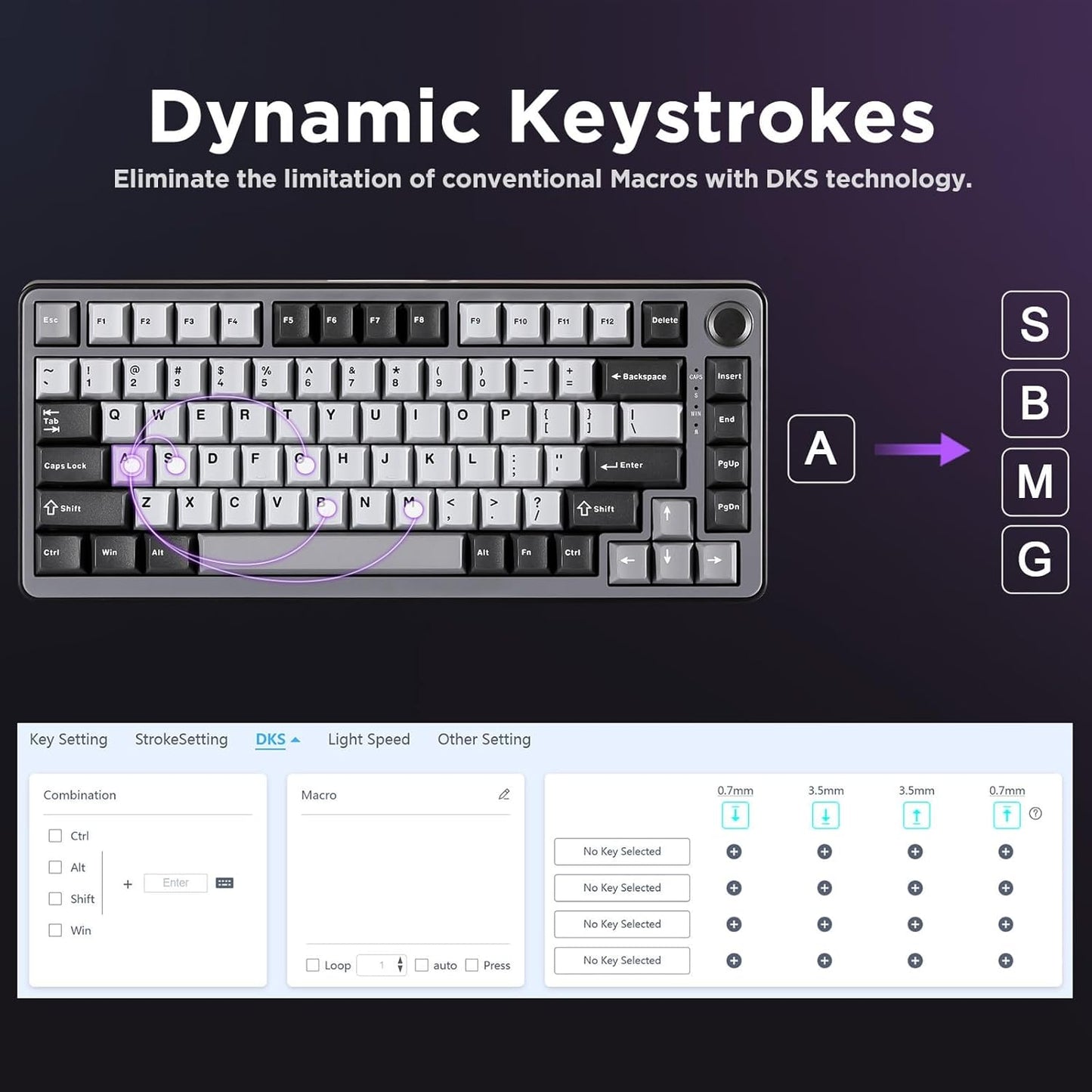 YUNZII RT75 Rapid Trigger Gaming Keyboard,Hall Effect Magnetic Switch,Adjustable Actuation Esports,75% TKL Layout with Knob,RGB Backlit, PBT Keycaps for Mac/Win (Black, Gateron Silky Pro Switch)