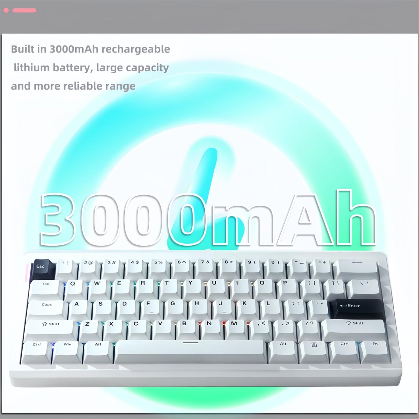 ZMX GMK61 60% Wireless Mechanical Keyboard,Tri-Mode BT5.0/2.4G/USB-C Wired RGB Backlit Gaming Keyboard Hot-Swappable Linear Switch Gasket Keyboard Mini 61 Keys Custom Keyboard with Software (White)