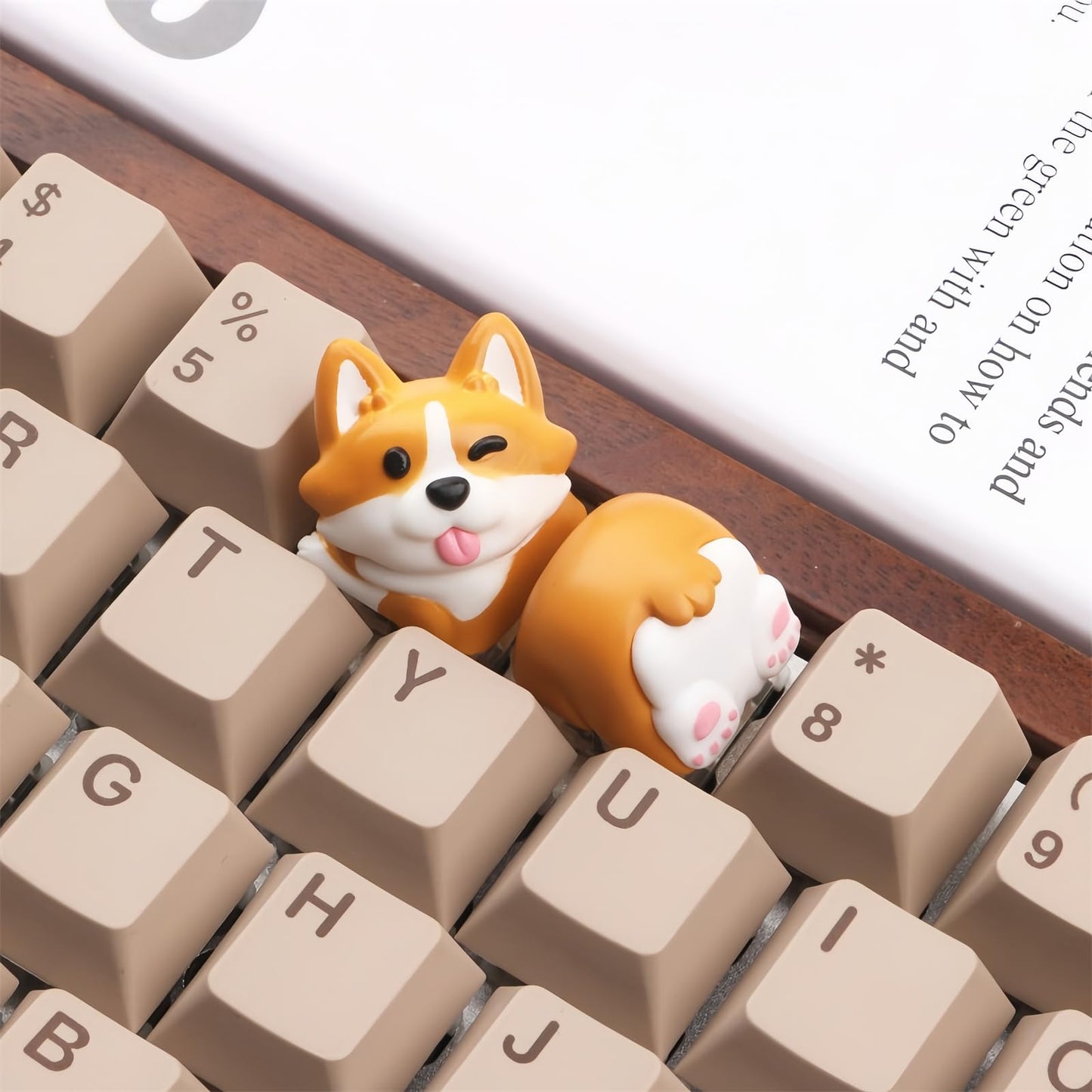 ZMX Artisan Keycap,Cute Dog Keycaps Custom Keyboard Keycaps Kawaii Cartoon Resin Key Cap for Cherry MX Switches Mechanical Gaming Keyboard Personalized Novelty Anime Replacement R4 Keycap (Yellow)
