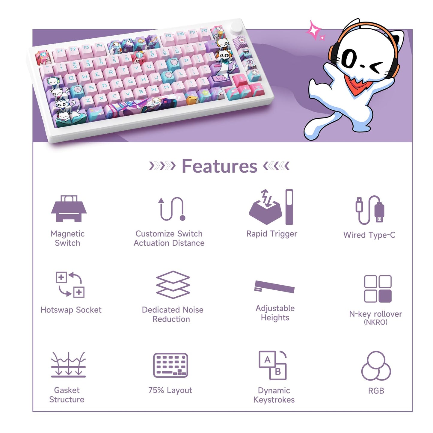 Akko Magnetic Switches Rapid Trigger Gaming Keyboard, MOD007 PC Mechanical Keyboard with Knob, RGB Backlit (Anniversary Version)