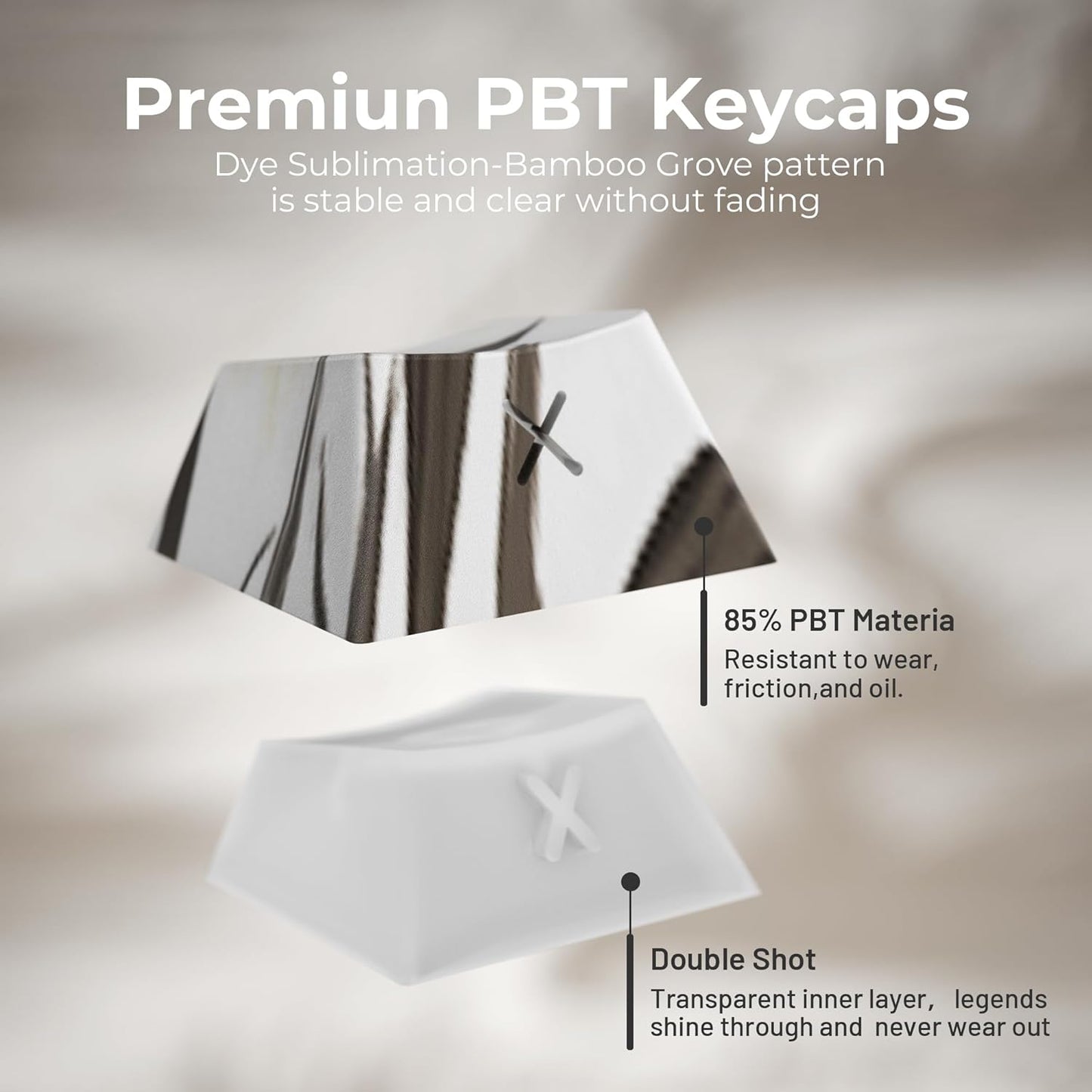 XVX Orchid Shine Through Keycaps, Double Shot PBT Keycaps, Side Printed Keyboard Caps with Dye Sublimation Full Keycap Sets Suitable for Gateron Cherry MX Switches Mechanical Keyboard