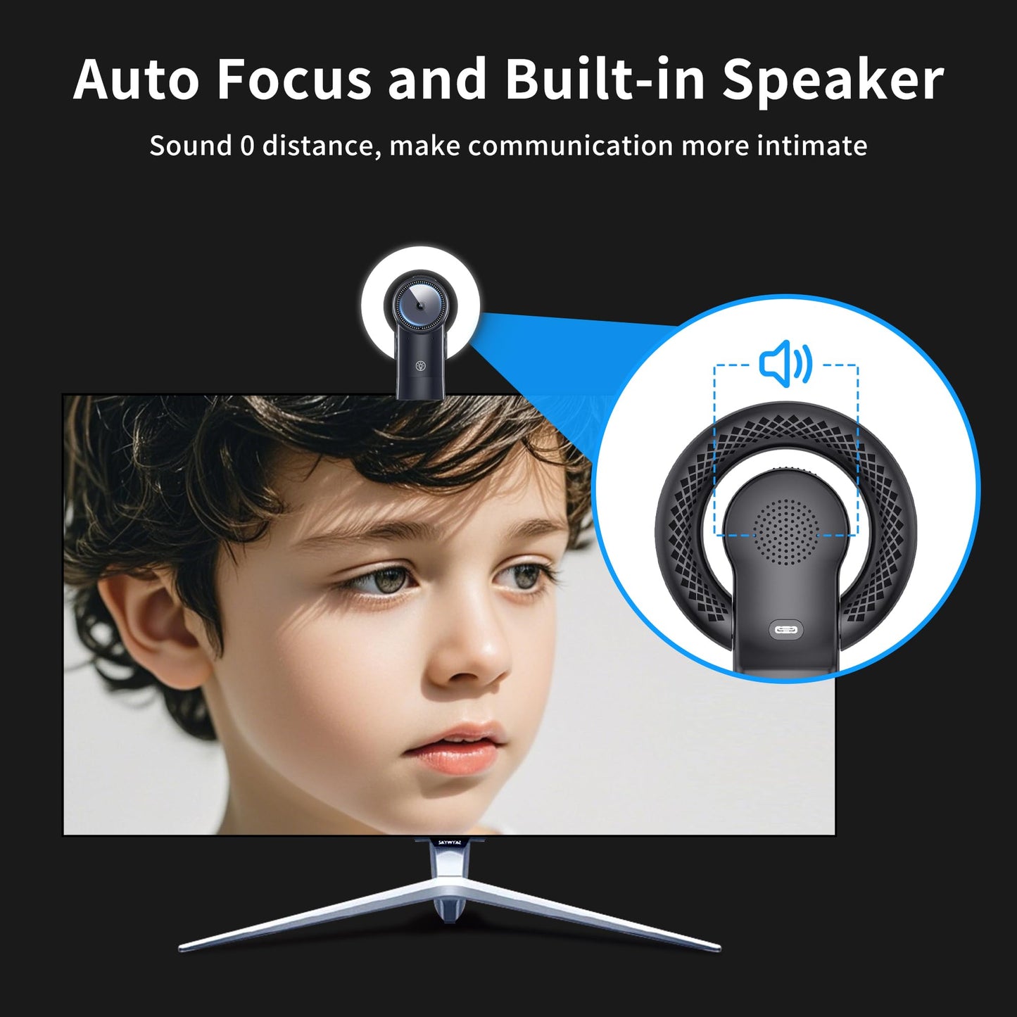 4K Webcam with Light, Web Cam with Speaker, Dual Noise Reduction Plug and Play, Web Camera for Desktop Computer, Auto-Focus, Privacy Protection, Webcam for PC Zoom Skype