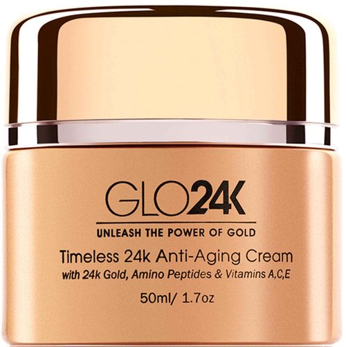GLO24K Anti-Aging Cream and Serum with 24k Gold, Amino Peptides, Vitamins A, C, E