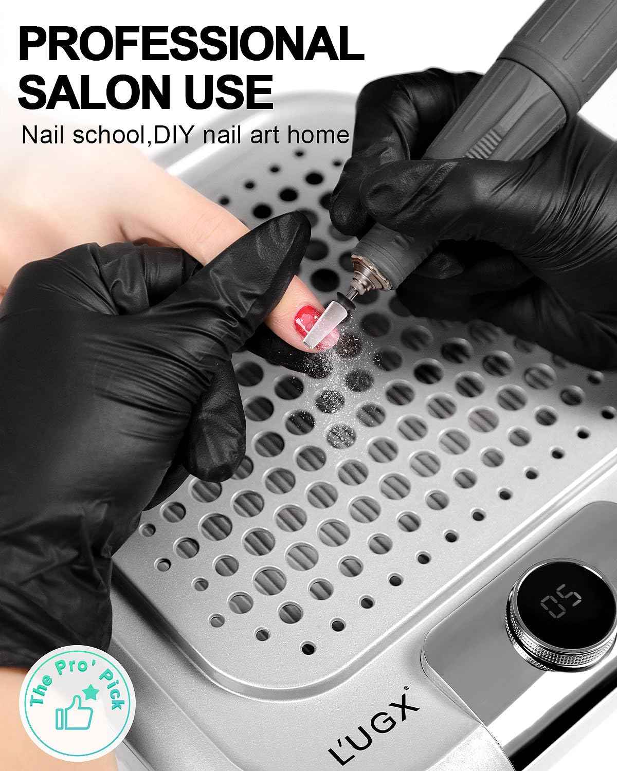 L'UGX Professional Nail Dust Collector with White Gel Nail Polish 15ml