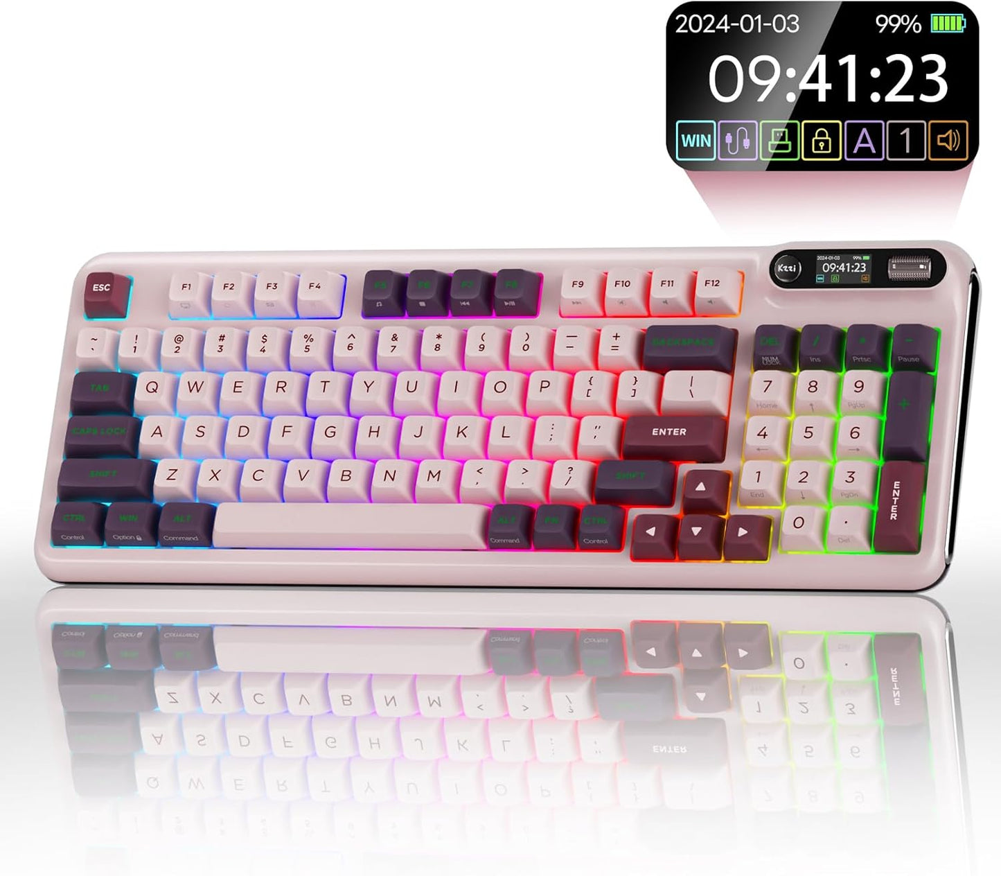 Z98 Creamy Keyboard, Wireless Mechanical Keyboard with Smart Display & Knob, Tri-Mode Connection