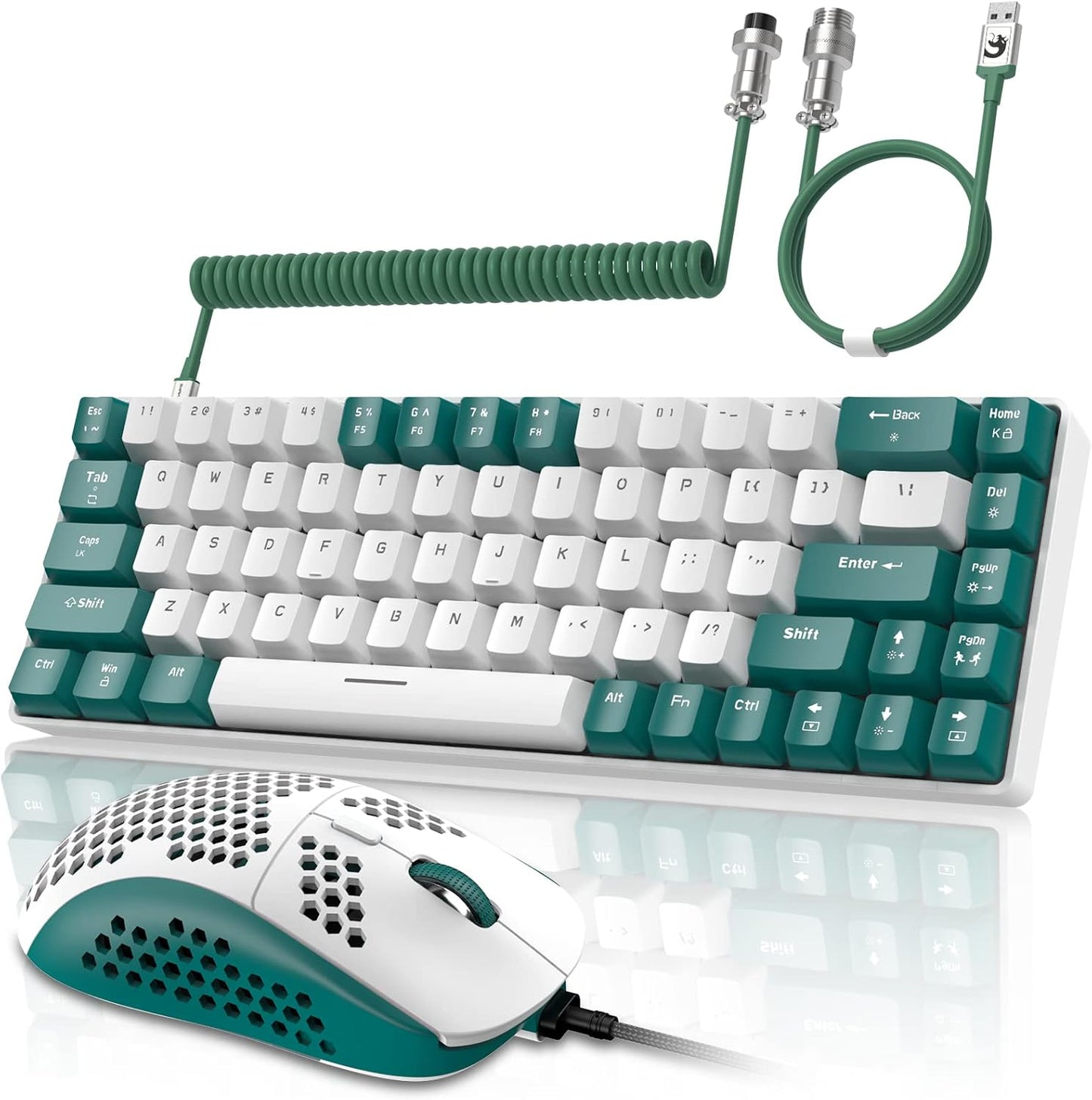 ZIYOU LANG RK-T8 Wired 65% Mechanical Gaming Keyboard with RGB LED Backlit Anti-ghosting TKL Mini 68 Key Custom Coiled C to A Cable Linear Red Switch for PS4 PS5 Xbox PC Mac Gamer(Gray/White/Orange)